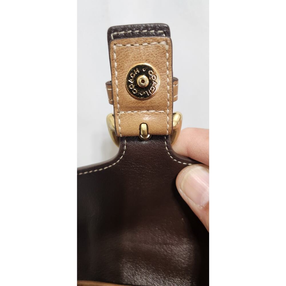 Coach Soho Wristlet Flap Buckle Camel Leather mini Pouch Wallet - Picture 6 of 7